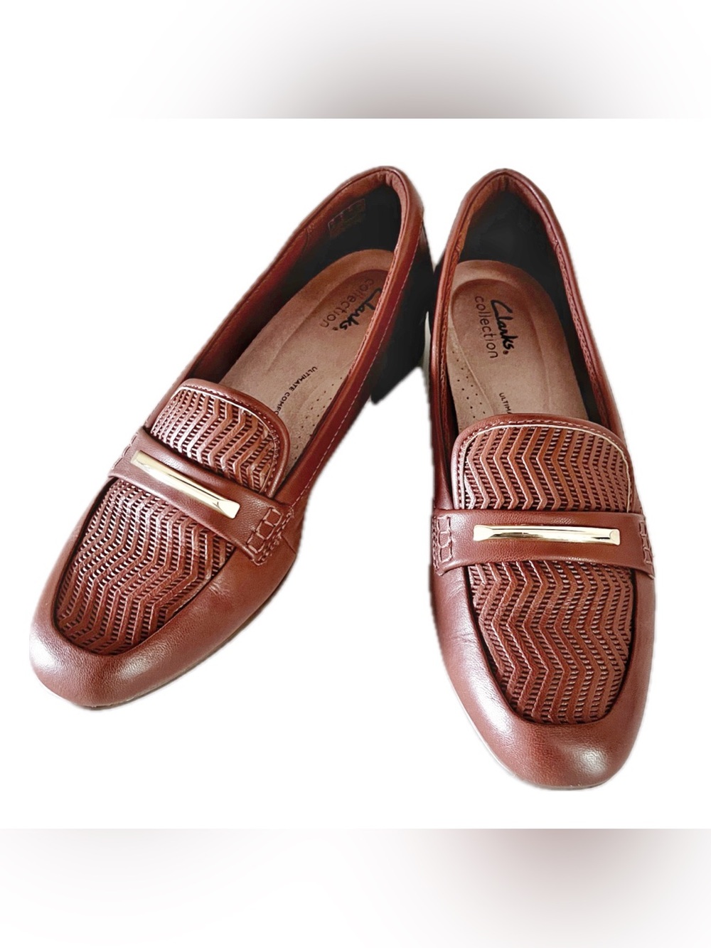 CLARKS Juliet Aster Women’s Loafers Cinnamon Brown Leather Size 8 EUC